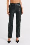 Laurette Faux Leather Straight Leg Pant - Dark Chocolate