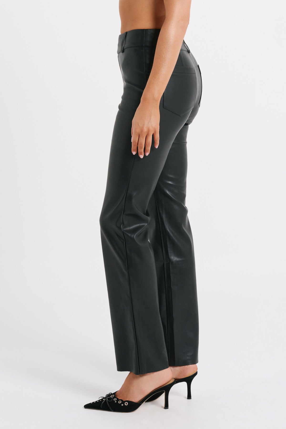 Laurette Faux Leather Straight Leg Pant - Black #8