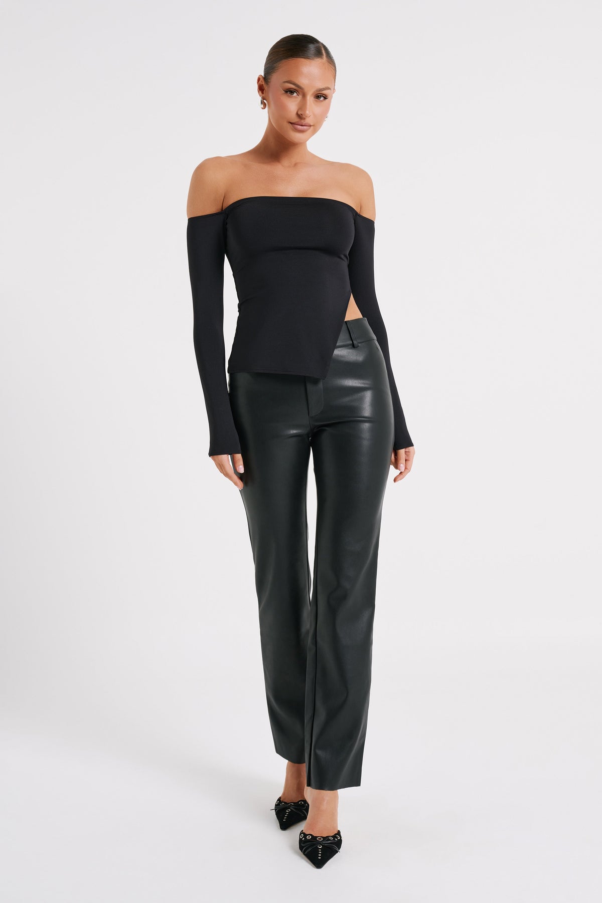 Laurette Faux Leather Straight Leg Pant - Black #4
