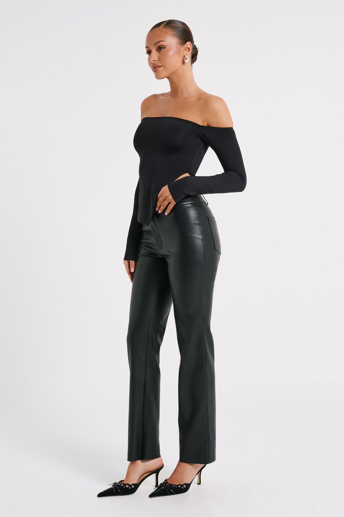Laurette Faux Leather Straight Leg Pant - Black #7