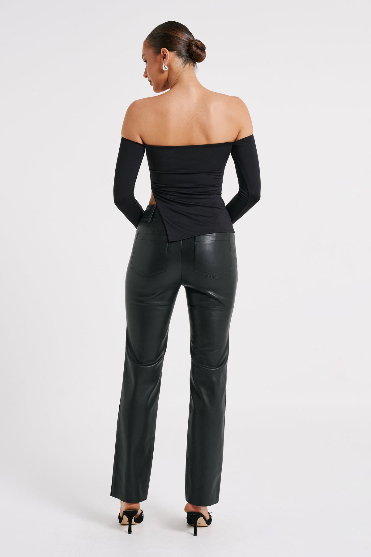 Laurette Faux Leather Straight Leg Pant - Black #5