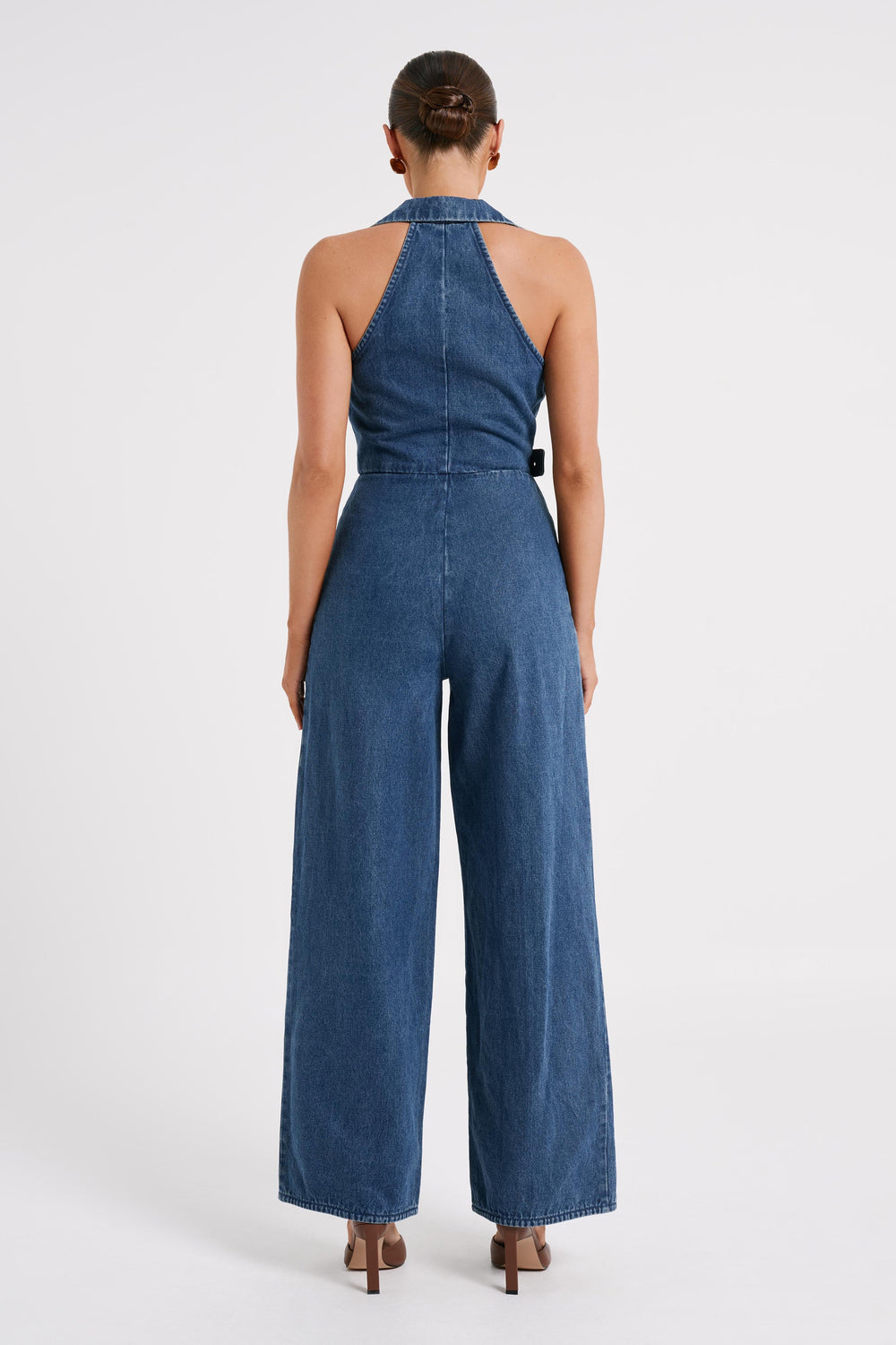 Cadie Sleeveless Denim Jumpsuit - Dark Blue