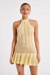Tash Mixed Yarn Halter Mini Dress - White