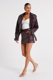 Kristen Faux Leather Mini Skirt - Dark Chocolate