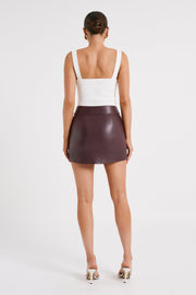 Kristen Faux Leather Mini Skirt - Dark Chocolate
