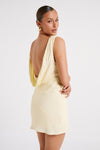 Nadia Satin Mini Dress With Cowl Back - Beige