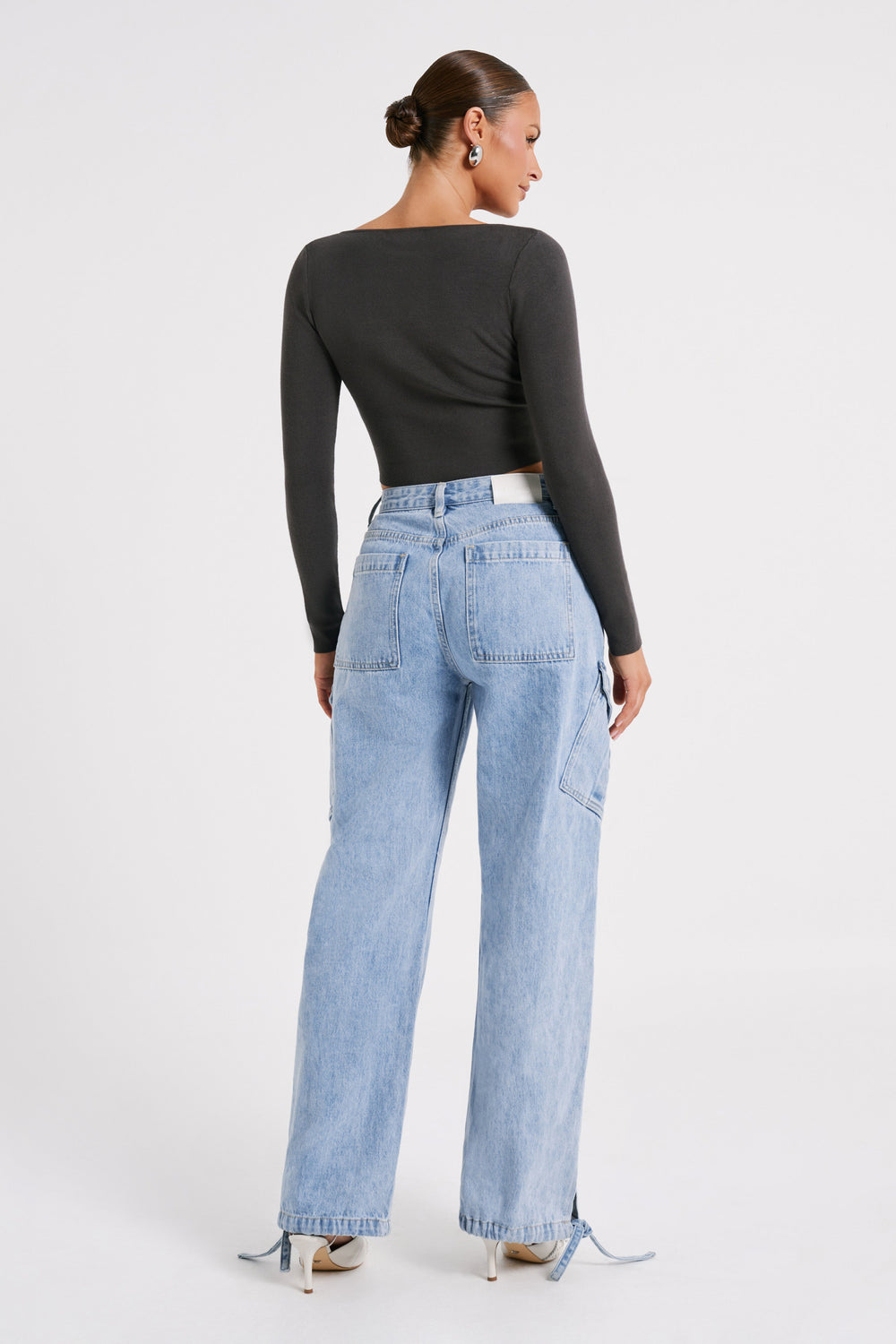 Haisley Long Sleeve Knit Top - Charcoal