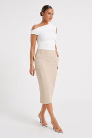 Lorna Mid Rise Cargo Skirt - Stone