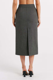 Marcie Textured Suiting Midi Skirt - Charcoal