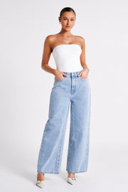 Raven Low Rise Baggy Jeans - Mid Blue Wash
