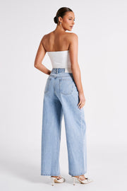 Raven Low Rise Baggy Jeans - Mid Blue Wash