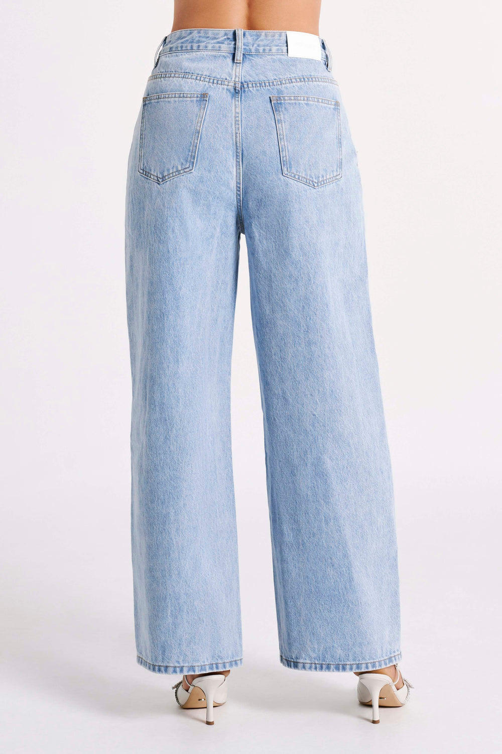 Raven Low Rise Baggy Jeans - Mid Blue Wash