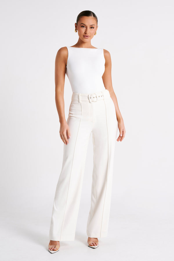 Fiona Recycled Nylon Low Back Bodysuit - White
