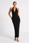 Caity Ribbed Halter Maxi Dress - Black