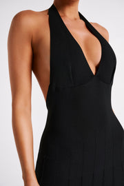 Caity Ribbed Halter Maxi Dress - Black