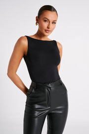Fiona Recycled Nylon Low Back Bodysuit - Black
