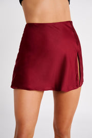 Hartley Satin Mini Skirt - Berry