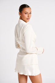 Hartley Satin Collared Shirt - Ivory