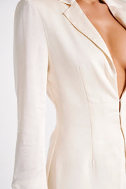 Hartley Satin Collared Shirt - Ivory