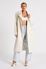 Lexington Pu Trench Coat - Ivory