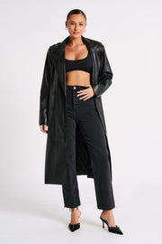 Lexington Pu Trench Coat - Black