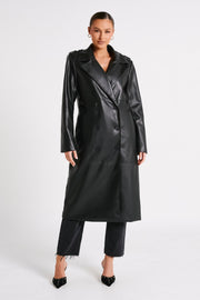 Lexington Pu Trench Coat - Black