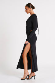Emma Recycled Nylon Maxi Skirt - Black