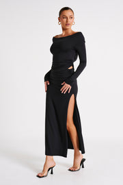 Emma Recycled Nylon Maxi Skirt - Black