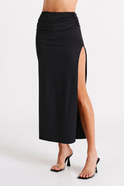 Emma Recycled Nylon Maxi Skirt - Black