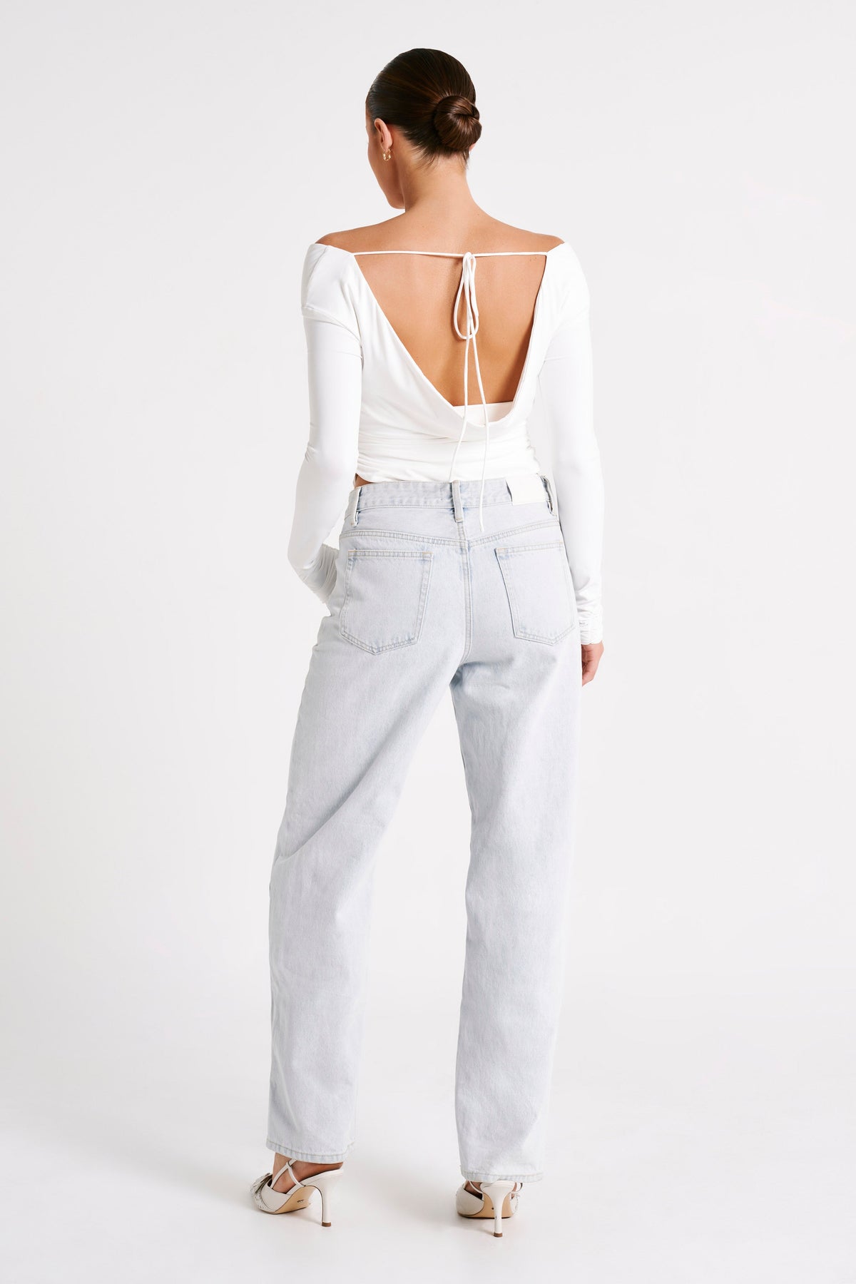 Emma Recycled Nylon Long Sleeve Top - White #9