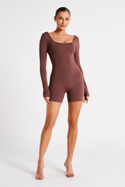 Oakley Recycled Nylon Long Sleeve Playsuit - Mocha