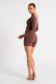 Oakley Recycled Nylon Long Sleeve Playsuit - Mocha