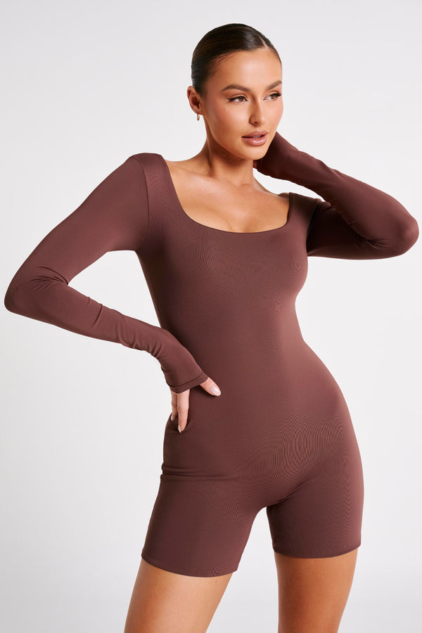 Oakley Recycled Nylon Long Sleeve Playsuit - Mocha