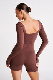 Oakley Recycled Nylon Long Sleeve Playsuit - Mocha