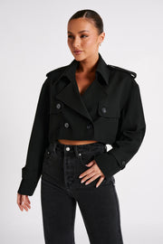 Palmer Cropped Trench Coat - Black