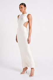 Electra Satin Cut Out Maxi Dress - Ivory