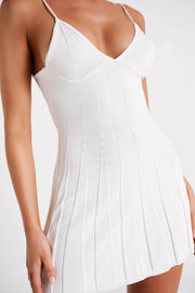 Kendra Rib Knit Mini Dress - White