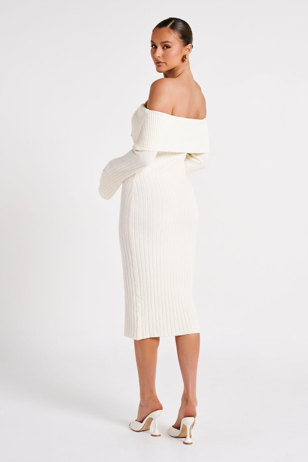 Stefania Off Shoulder Knit Dress - White