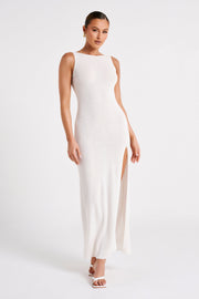 Maxine Sheer Knit Maxi Dress - White