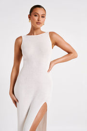 Maxine Sheer Knit Maxi Dress - White
