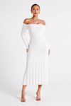 Emmeline Long Sleeve Rib Knit Midi Dress - Lemon