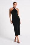 Sarai Halter Neck Knit Midi Dress - Wheat