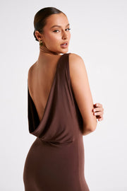 Alika Draped Front Maxi Dress - Mocha