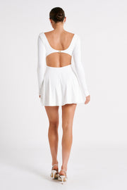 Renee Recycled Nylon Long Sleeve Mini Dress - White