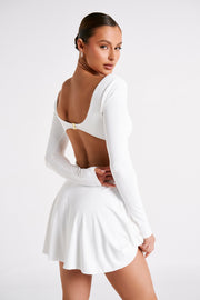 Renee Recycled Nylon Long Sleeve Mini Dress - White
