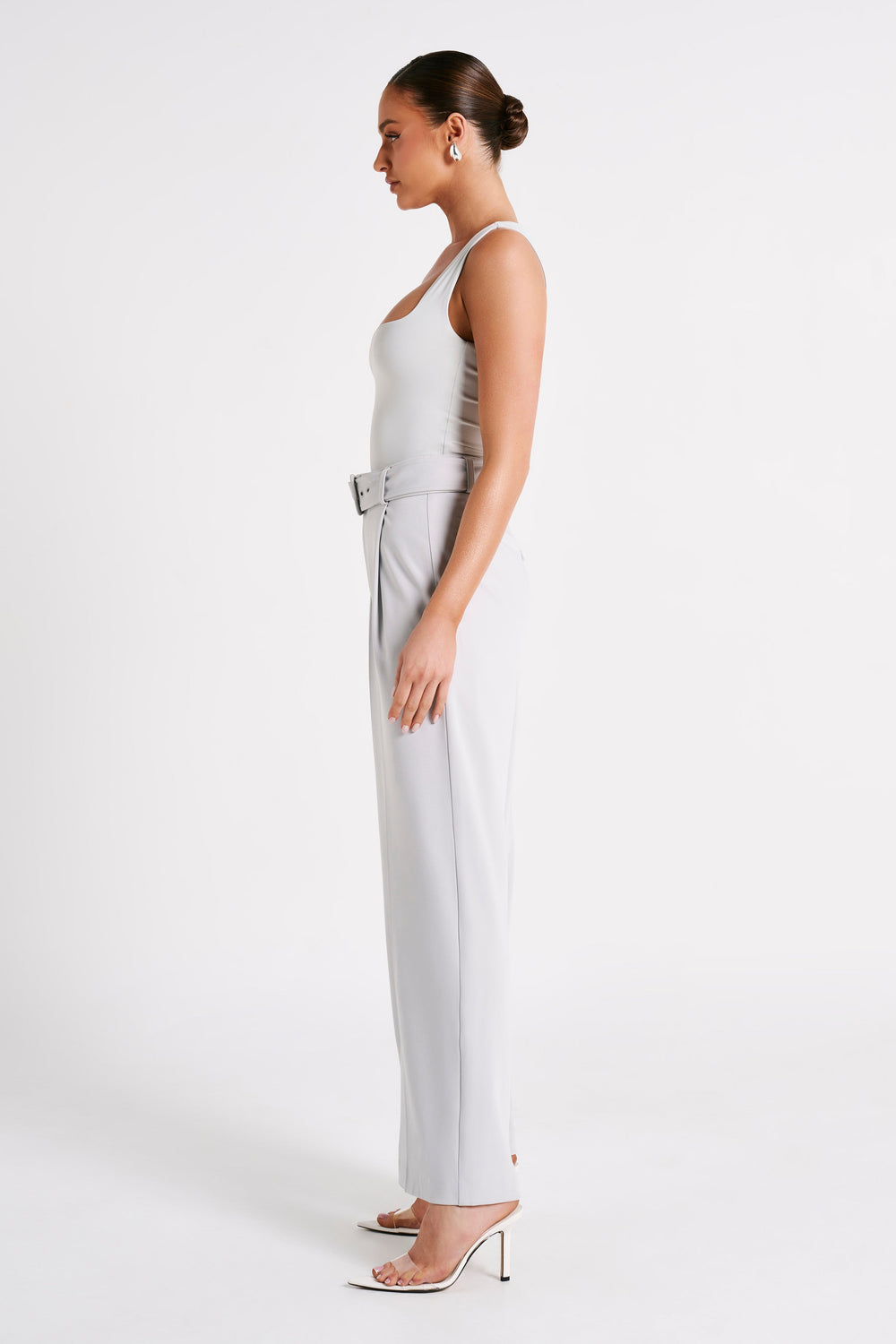 Tenley Wide Leg Suiting Pants - Ice Grey