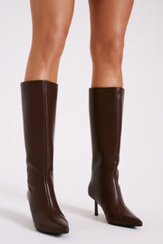 Jesi Faux Leather Boots - Dark Chocolate