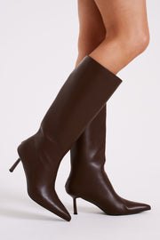 Jesi Faux Leather Boots - Dark Chocolate