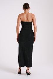 Jenny Strapless Diamante Midi Dress - Black