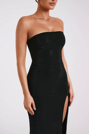 Jenny Strapless Diamante Midi Dress - Black